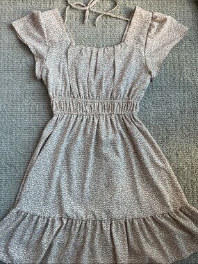 Altar'd State Beige Printed Smocked-Waist Midi Dress